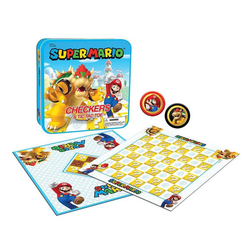 Super Mario Boardgame Checkers &amp; Tic-Tac-Toe Mario vs. Bowser Collector's Game Angol nyelvű termékfotó