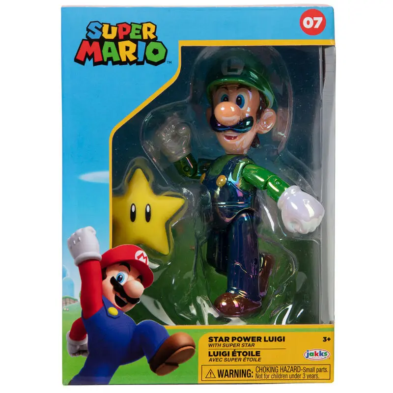 Super Mario Bros Luigi Star Power figura 10cm termékfotó