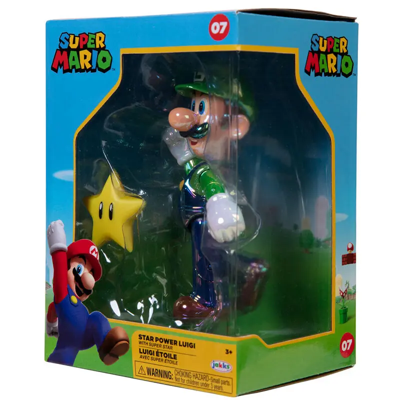 Super Mario Bros Luigi Star Power figura 10cm termékfotó