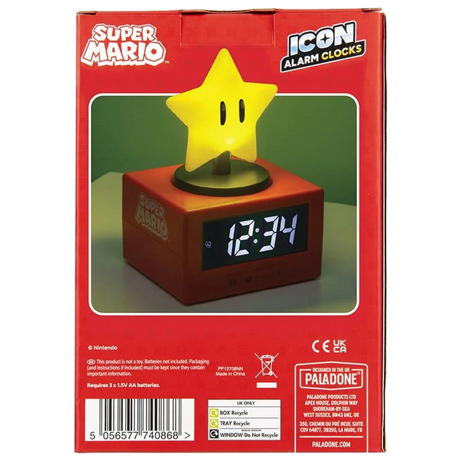 Super Mario Icon ébresztőóra Super Star 15 cm termékfotó