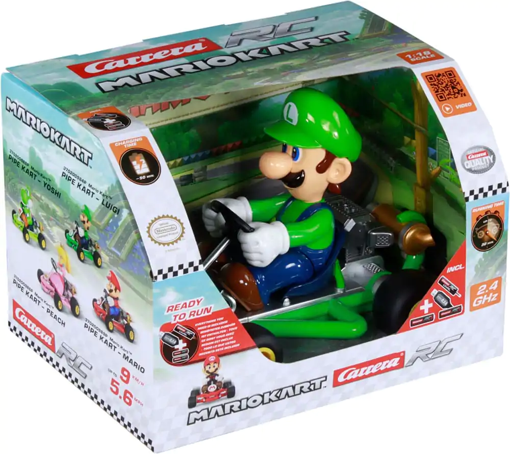 Super Mario Kart 1/18 2.4GHz Pipe Kart Luigi távirányítós autó  termékfotó