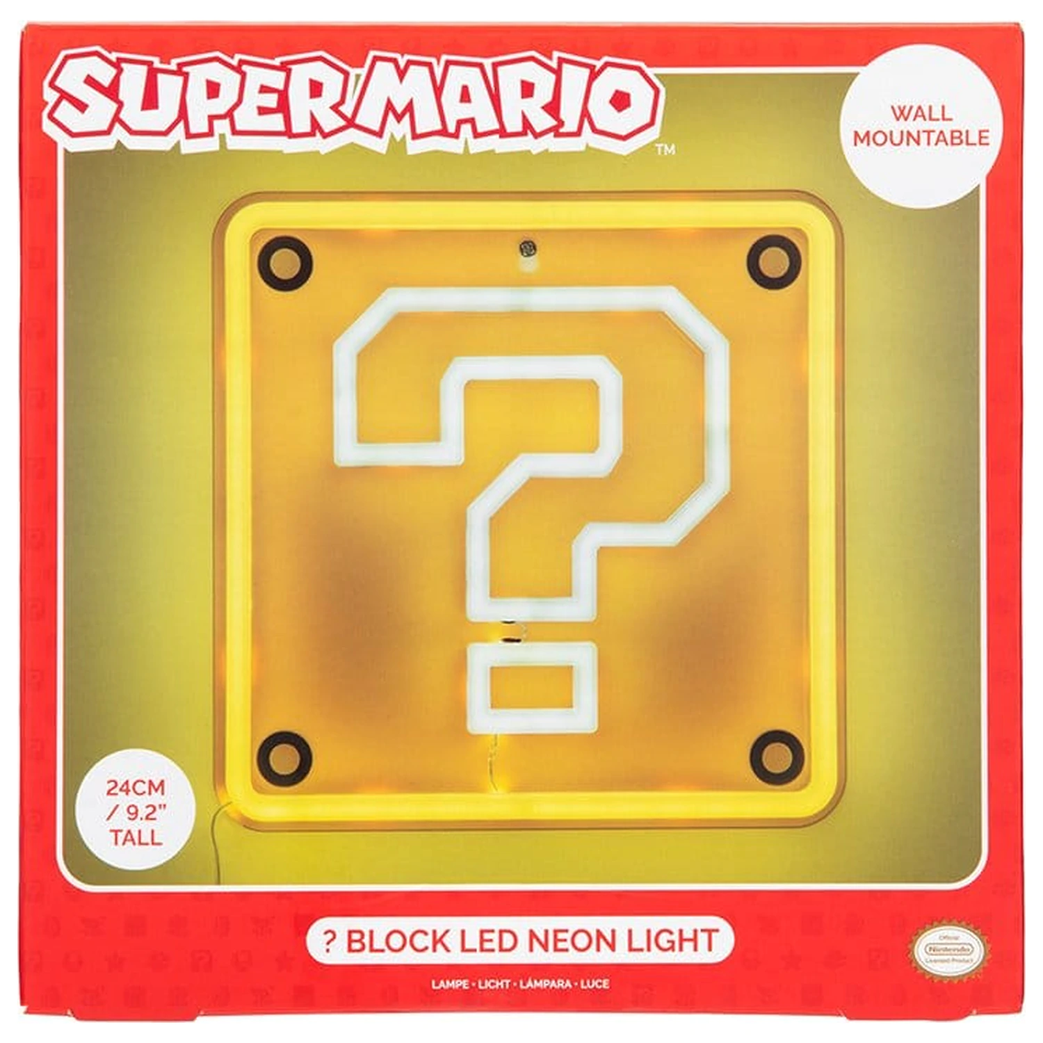 Super Mario LED Neon fali lámpa Question Block 24 x 24 cm termékfotó