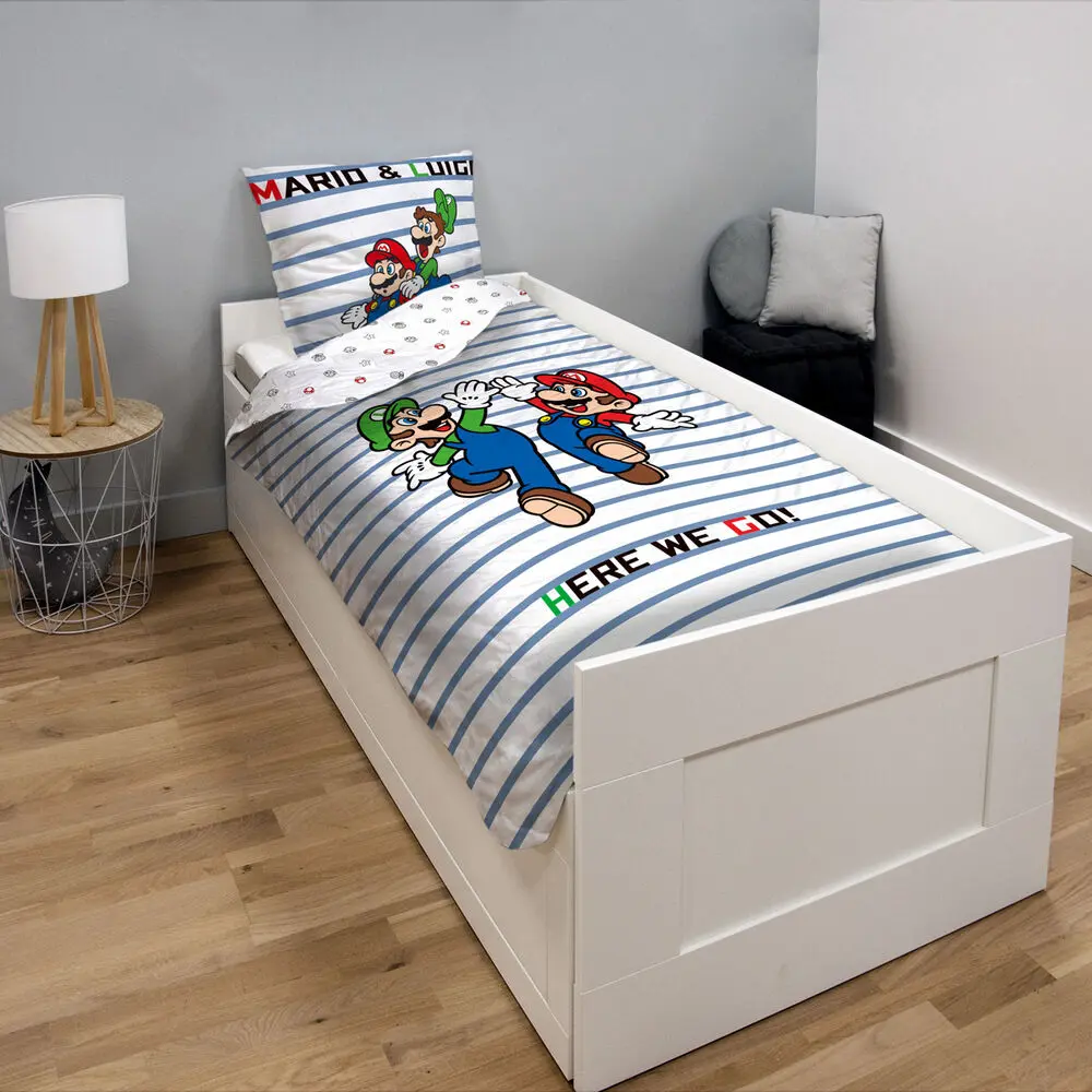 Super Mario Luigi and Mario prémium pamut ágyneműhuzat egyszemélyes ágyra 90cm termékfotó