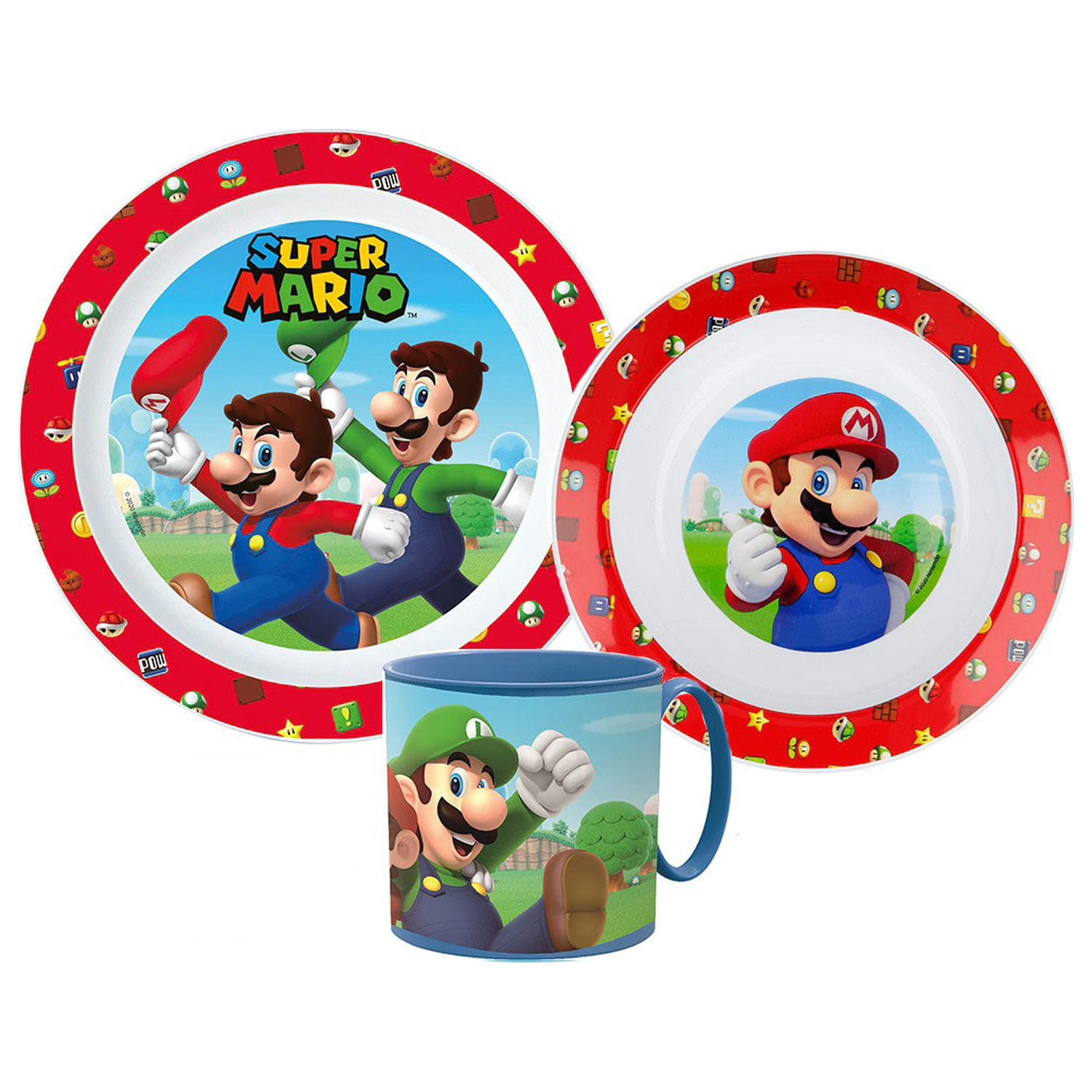Super Mario Mushroom Kingdom étkészlet, micro műanyag szett bögrével 265 ml termékfotó