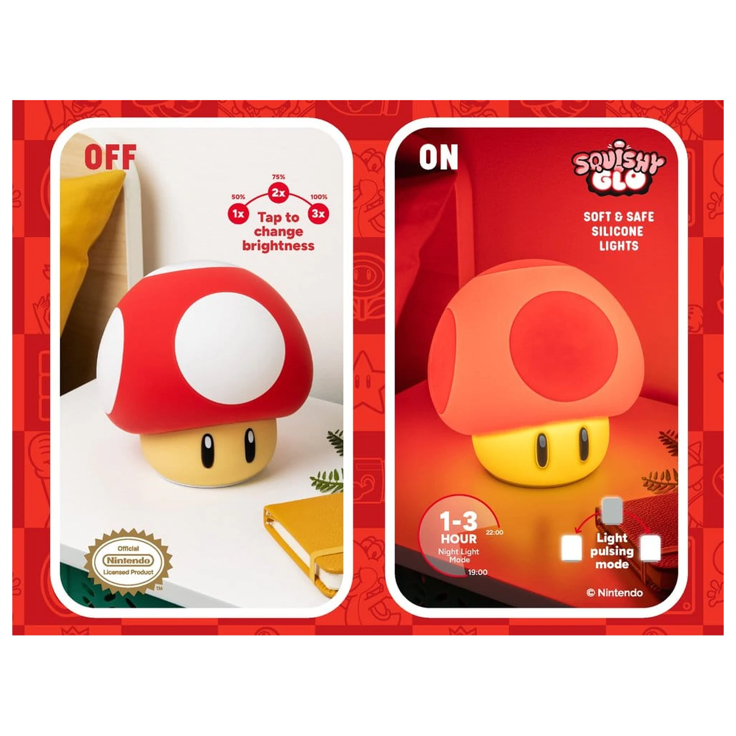 Super Mario SquishyGloSuper Mushroom szilikon lámpa 15 cm termékfotó