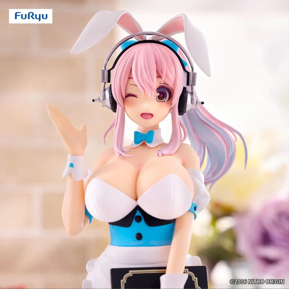 Super Sonico BiCute Bunnies Waitress Light Blue Color Ver. PVC szobor figura 28 cm termékfotó