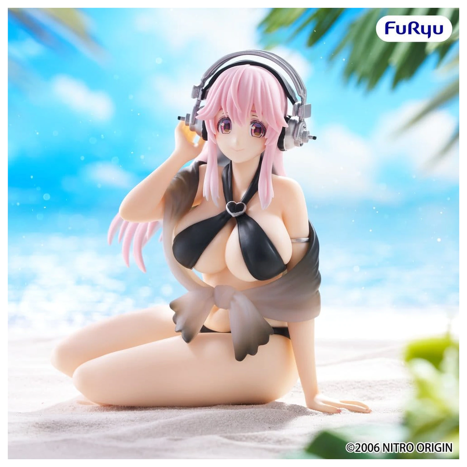 Super Sonico Noodle Stopper Super Sonico Swimsuit Black Color Ver. PVC szobor figura 10 cm termékfotó