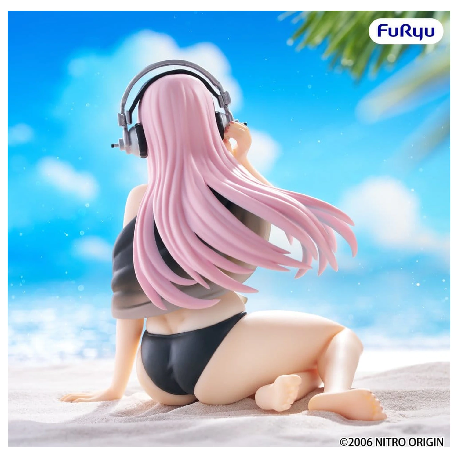 Super Sonico Noodle Stopper Super Sonico Swimsuit Black Color Ver. PVC szobor figura 10 cm termékfotó
