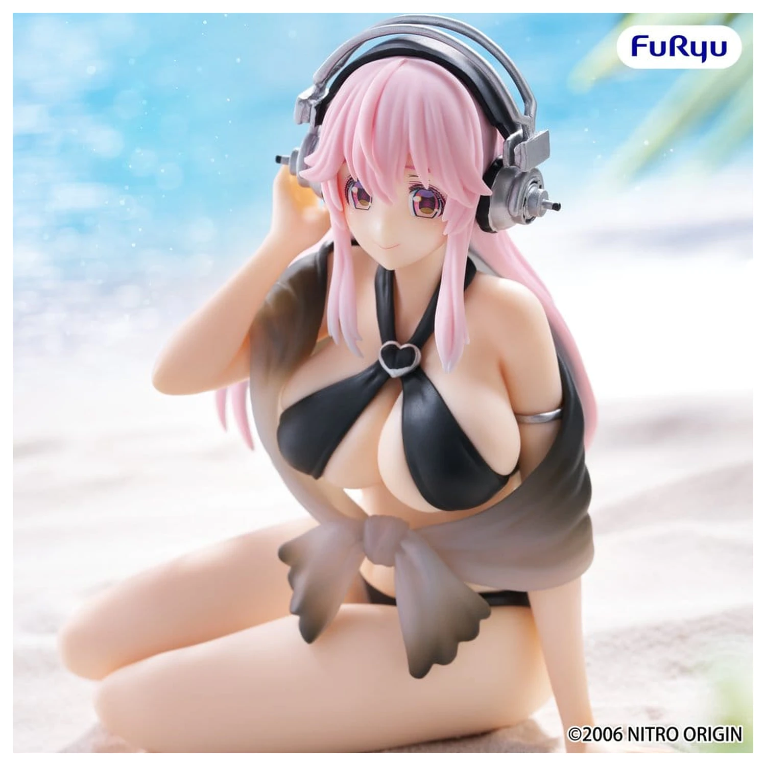 Super Sonico Noodle Stopper Super Sonico Swimsuit Black Color Ver. PVC szobor figura 10 cm termékfotó