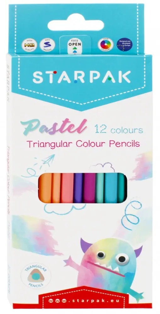 Szörnyecskék pasztel háromszögletű színes ceruza 12 db-os termékfotó