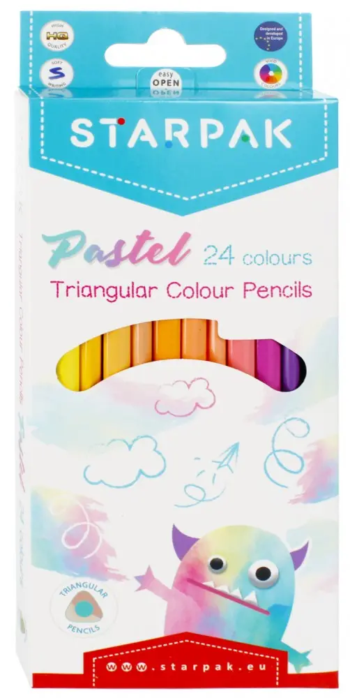 Szörnyecskék pasztel háromszögletű színes ceruza 24 db-os termékfotó