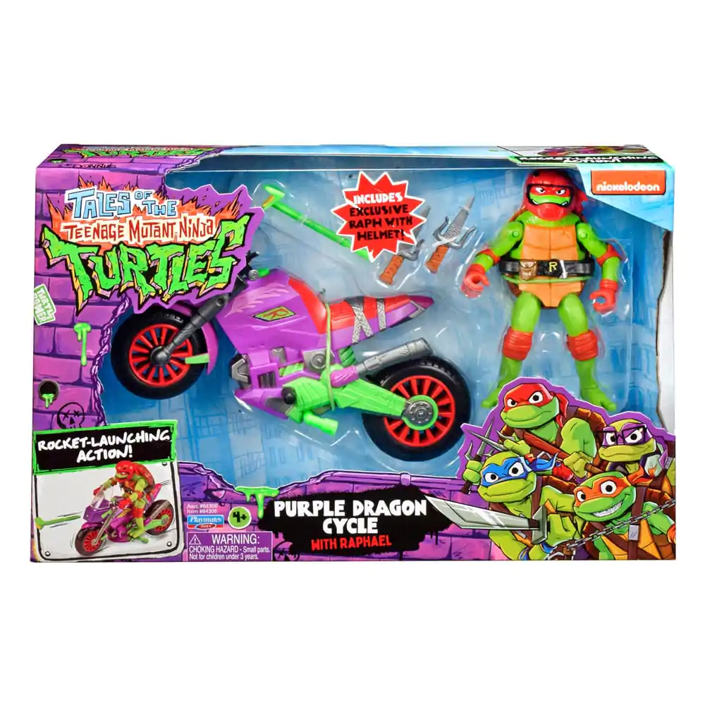 Tales of the Teenage Mutant Ninja Turtles Raphael &amp; Purple Dragon akciófigura és jármű 12 cm termékfotó