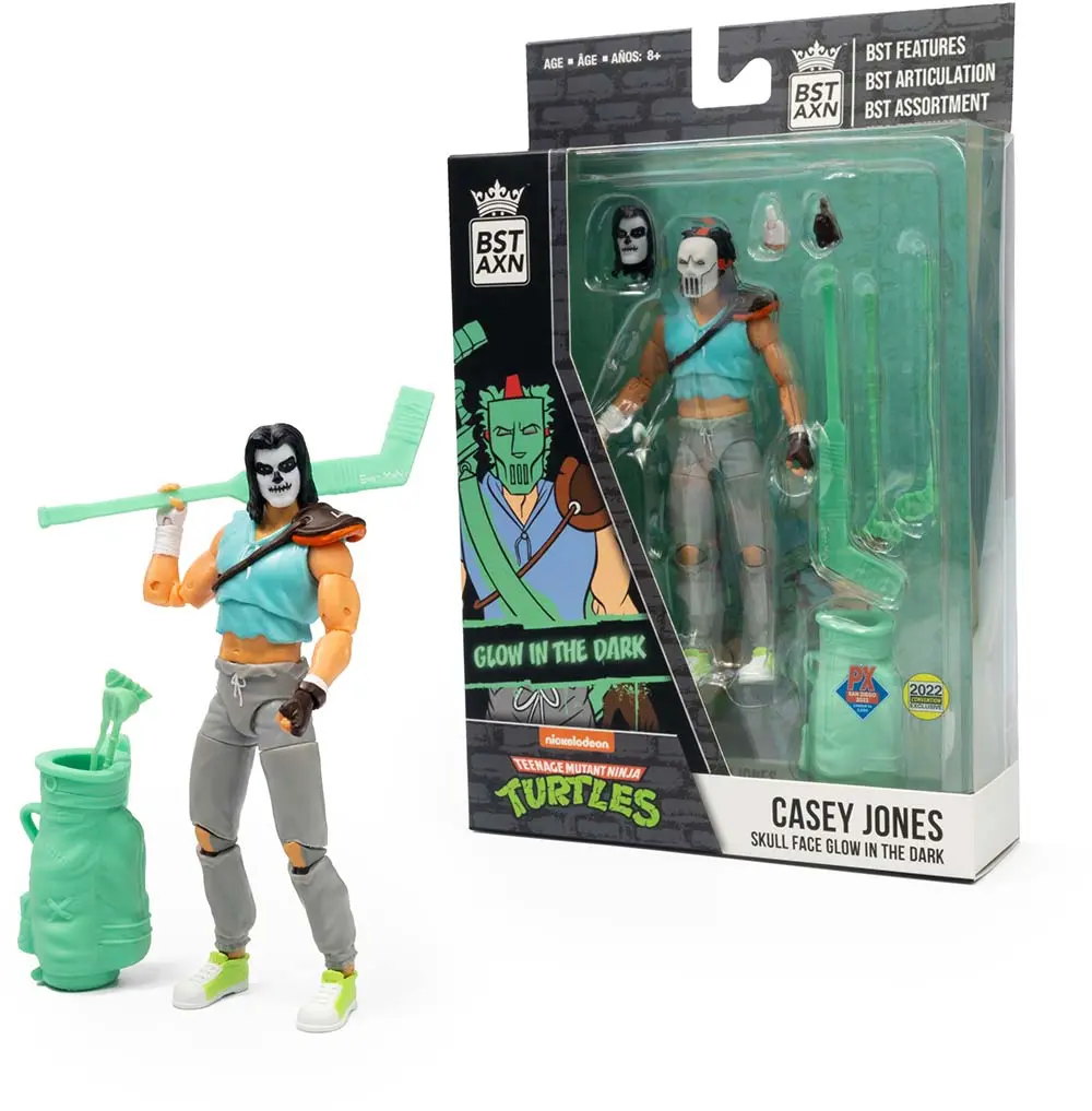 Teenage Mutant Ninja Turtles BST AXN Casey Jones Skull Face Glow-in-the-Dark SDCC Exkluzív akciófigura 13 cm termékfotó