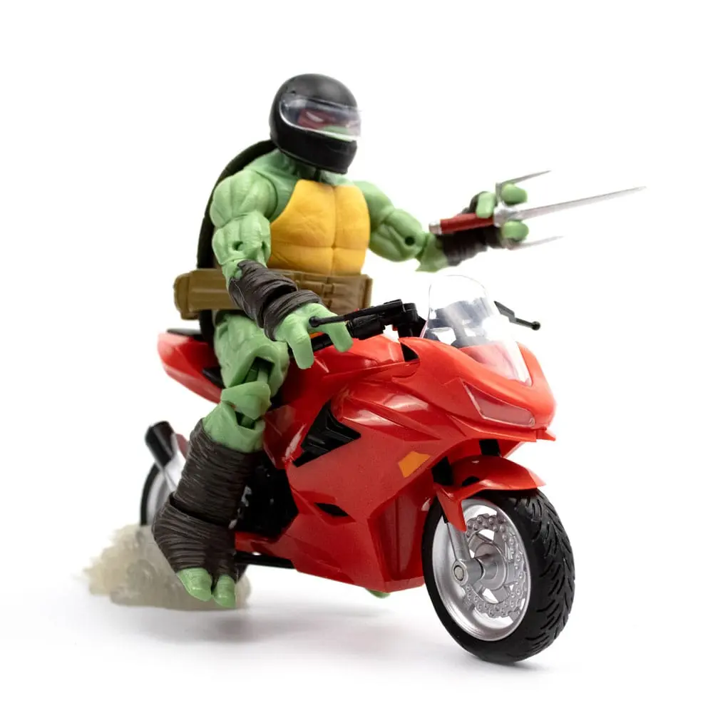 Teenage Mutant Ninja Turtles BST AXN Raphael with Motorcycle (IDW Comics) akciófigura és jármű 13 cm termékfotó