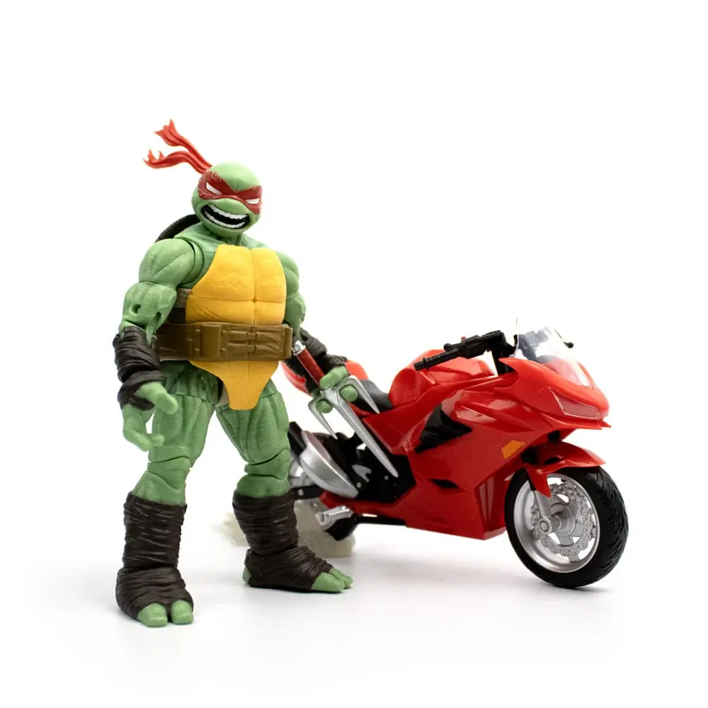 Teenage Mutant Ninja Turtles BST AXN Raphael with Motorcycle (IDW Comics) akciófigura és jármű 13 cm termékfotó