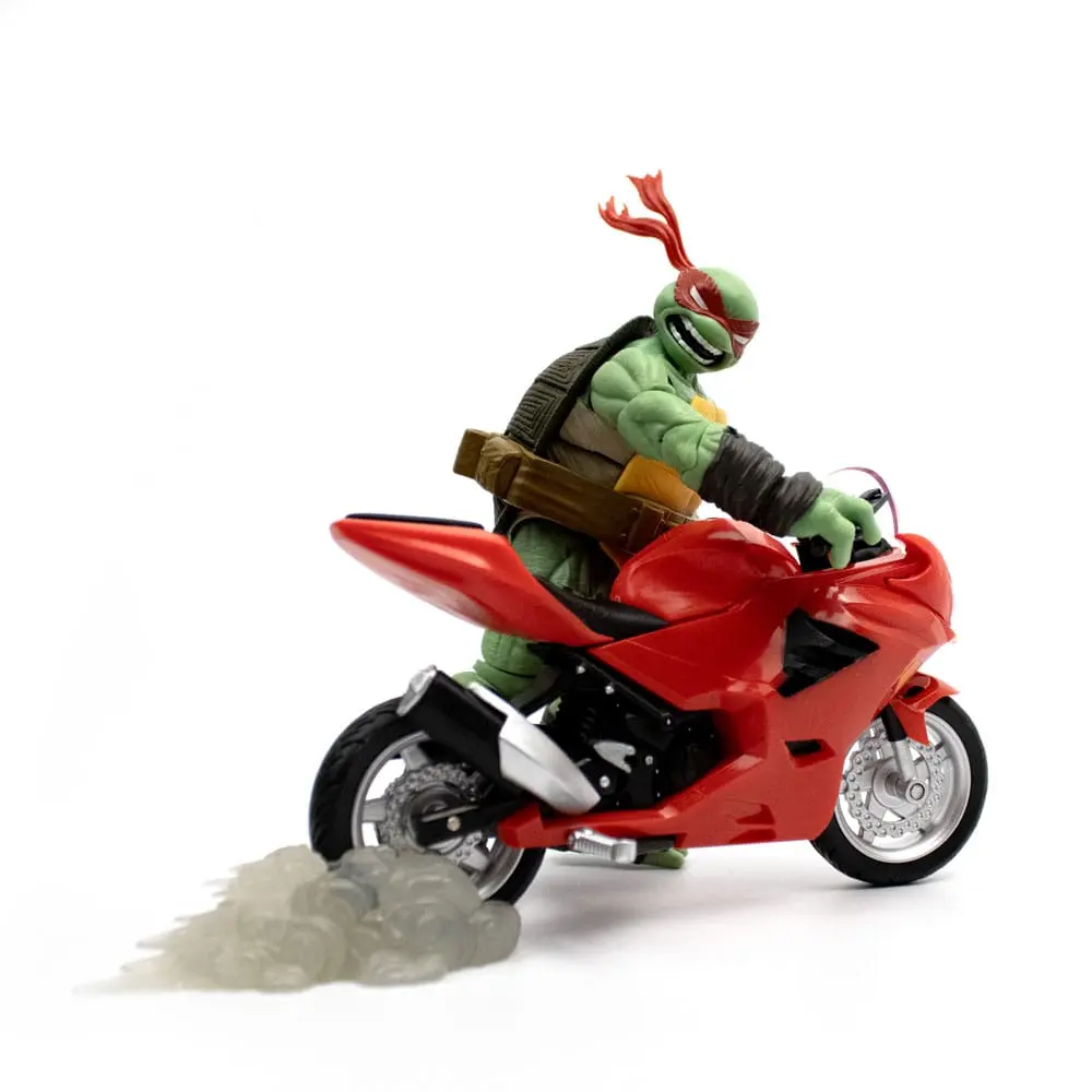 Teenage Mutant Ninja Turtles BST AXN Raphael with Motorcycle (IDW Comics) akciófigura és jármű 13 cm termékfotó