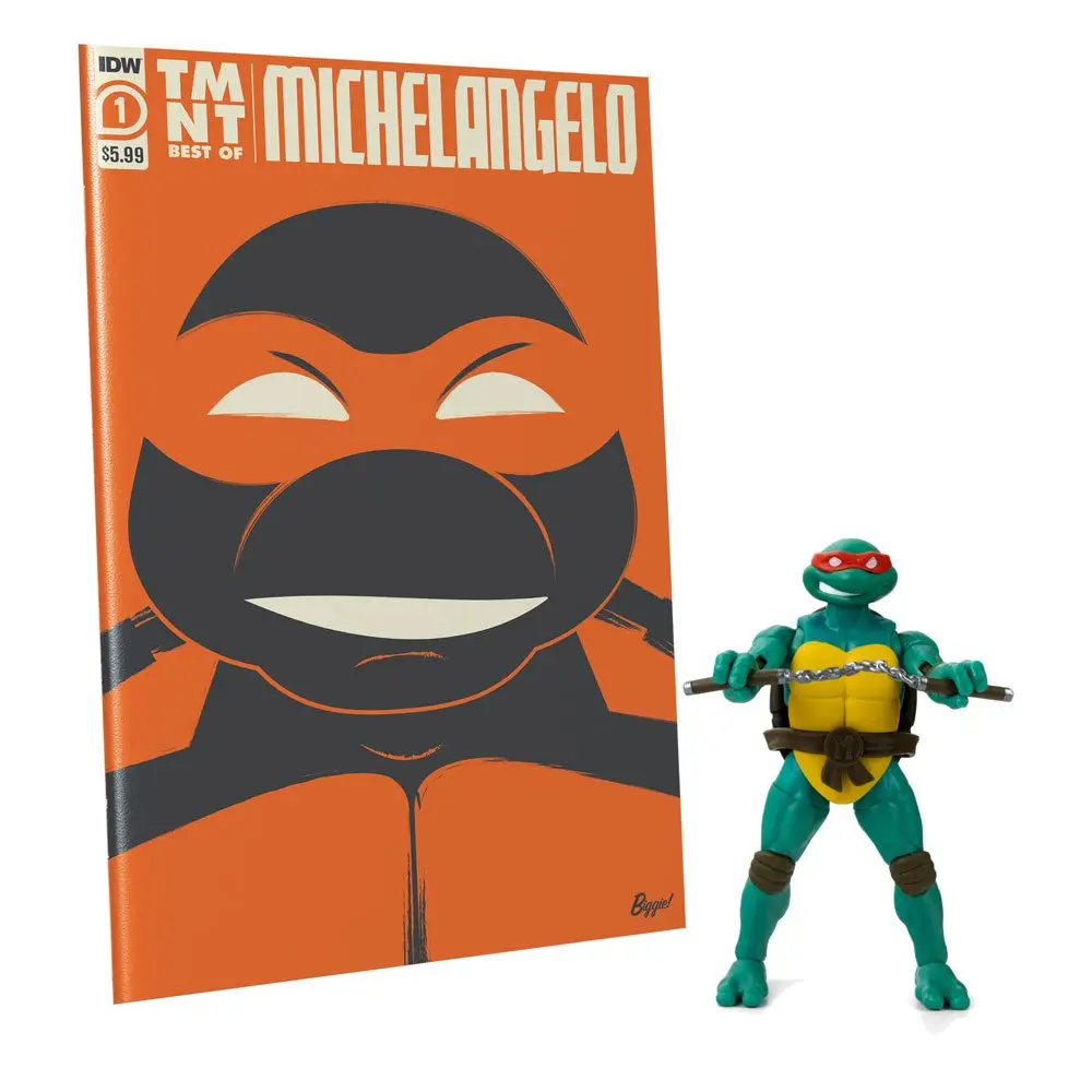 Teenage Mutant Ninja Turtles BST AXN x IDW Michelangelo Exkluzív akciófigura és képregény 13 cm termékfotó
