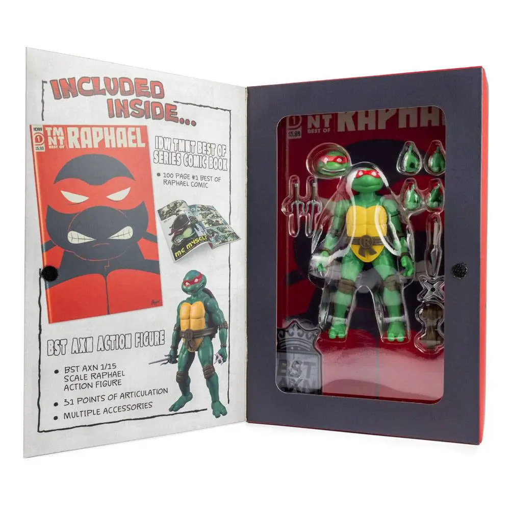 Teenage Mutant Ninja Turtles BST AXN x IDW Raphael Exkluzív akciófigura és képregény 13 cm termékfotó