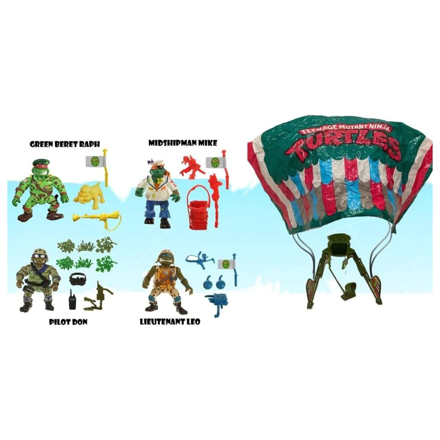 Teenage Mutant Ninja Turtles Classic Sewer Heroes with Parachute 4 db-os akciófigura csomag  termékfotó
