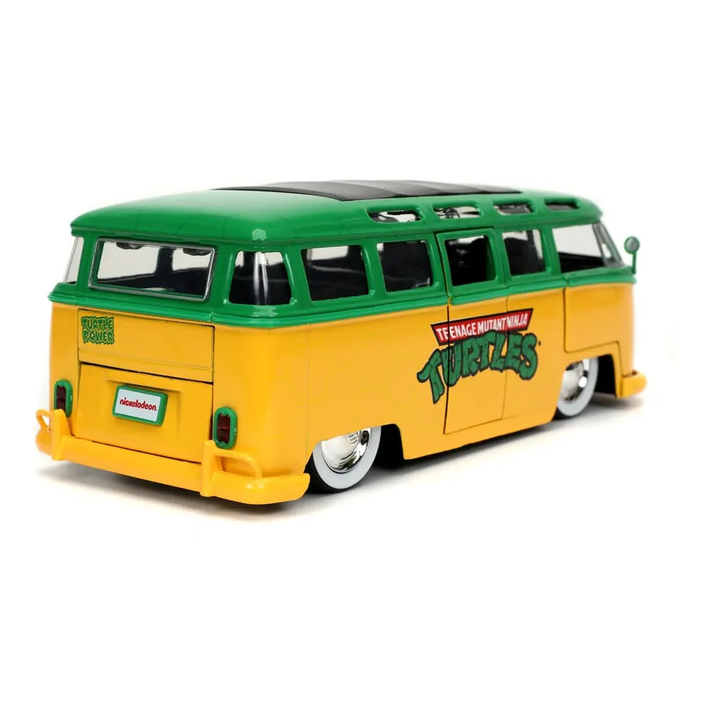 Teenage Mutant Ninja Turtles Hollywood Rides Diecast Model 1/24 1962 VW Bus és Leonardo figura termékfotó