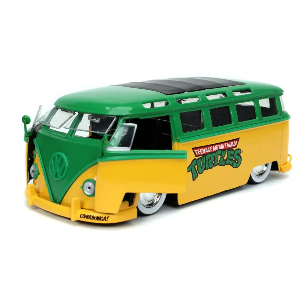 Teenage Mutant Ninja Turtles Hollywood Rides Diecast Model 1/24 1962 VW Bus és Leonardo figura termékfotó