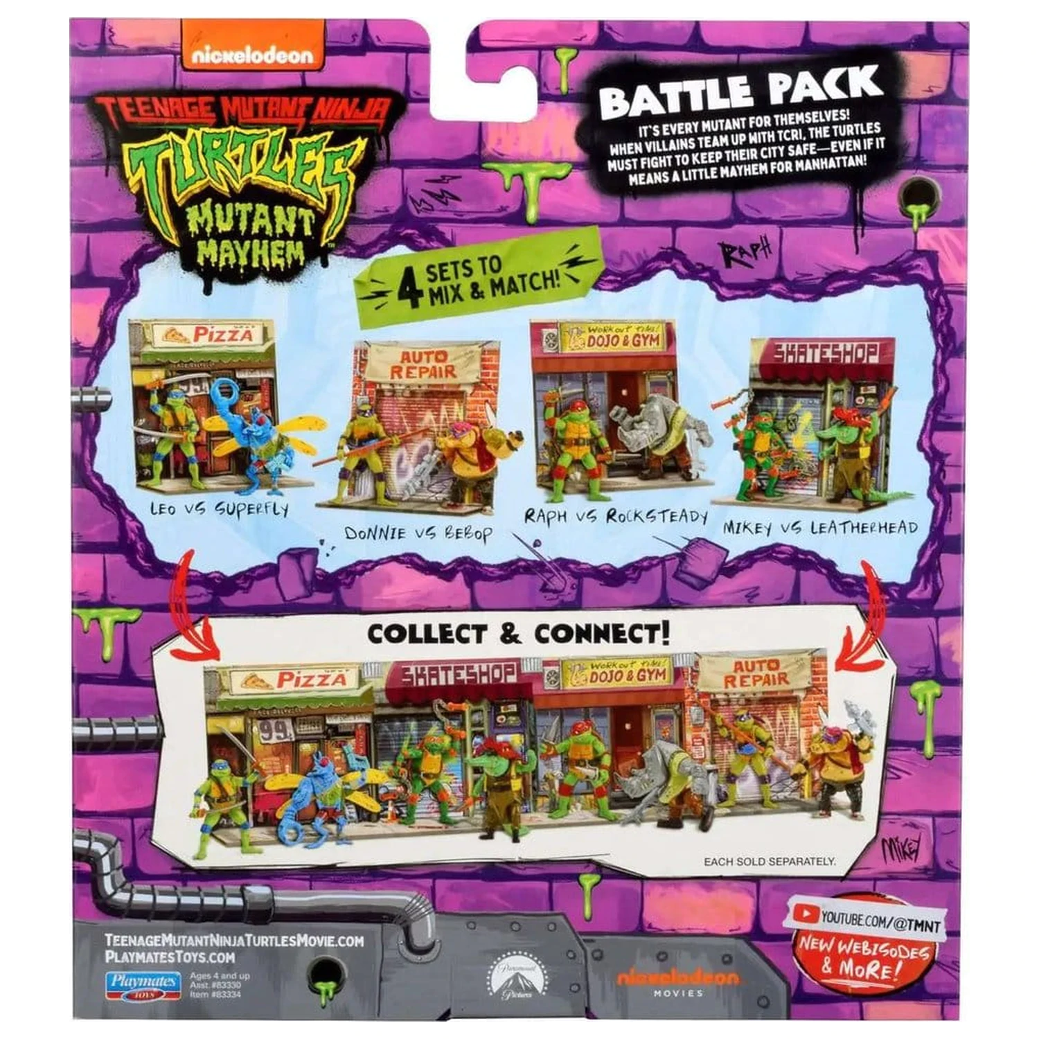 Teenage Mutant Ninja Turtles: Mutant Mayhem Battle Pack akciófigurák Raphael vs. Rocksteady 11 cm termékfotó