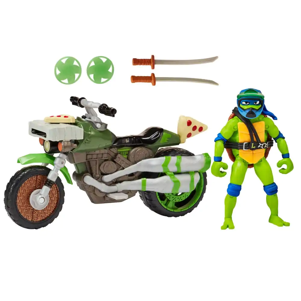 Teenage Mutant Ninja Turtles: Mutant Mayhem Drive N Kick Leonardo &amp; Motorcycle akciófigura 11 cm termékfotó