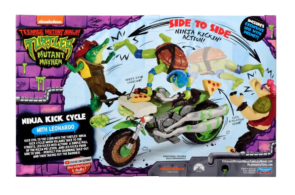 Teenage Mutant Ninja Turtles: Mutant Mayhem Drive N Kick Leonardo &amp; Motorcycle akciófigura 11 cm termékfotó