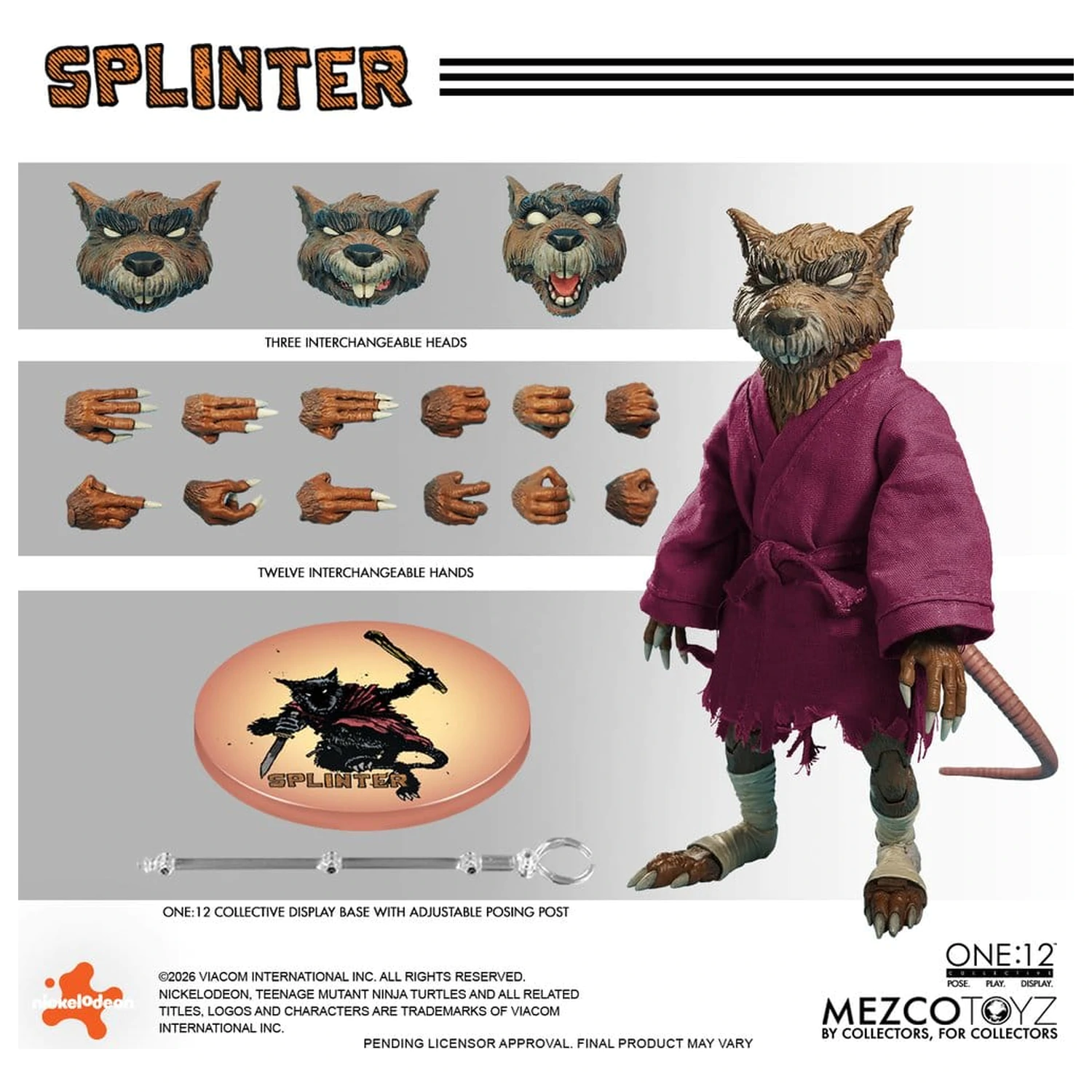 Teenage Mutant Ninja Turtles One:12 Collective akciófigura 1/12 Splinter 17 cm termékfotó