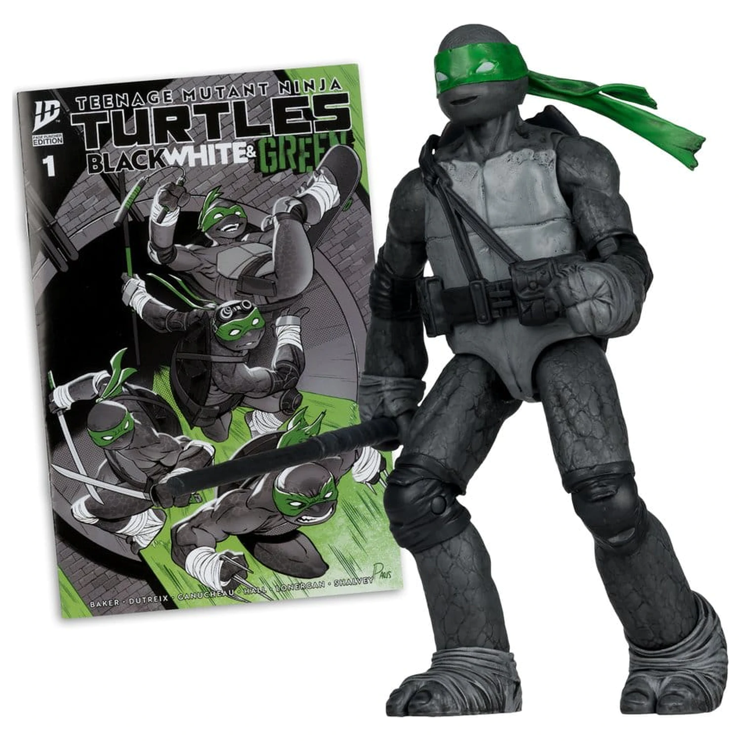 Teenage Mutant Ninja Turtles Page Punchers Donatello (Black White & Green ) (Red Platinum Edition) akciófigura 13 cm termékfotó