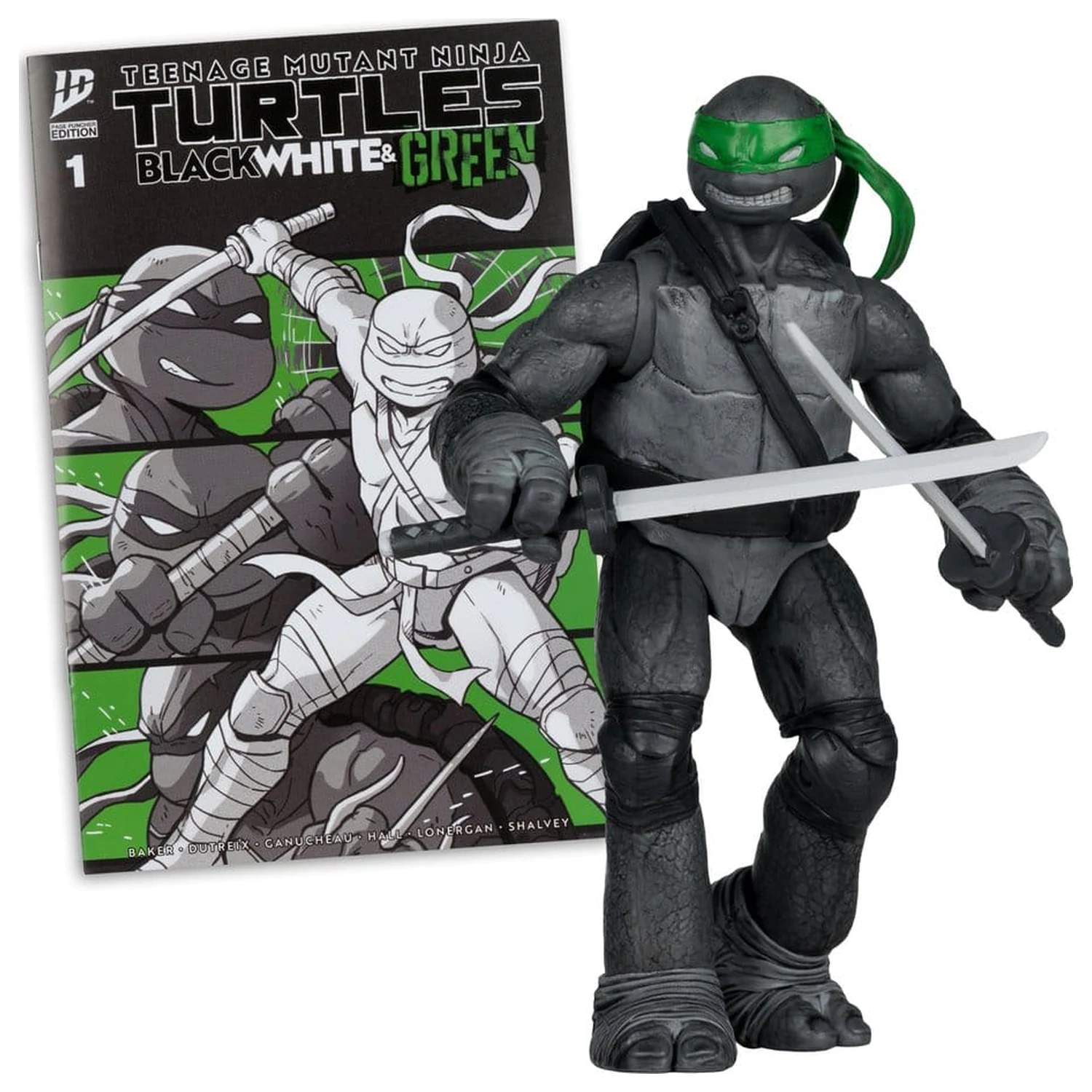 Teenage Mutant Ninja Turtles Page Punchers Leonardo (Black White & Green) (Red Platinum Edition) akciófigura 13 cm termékfotó