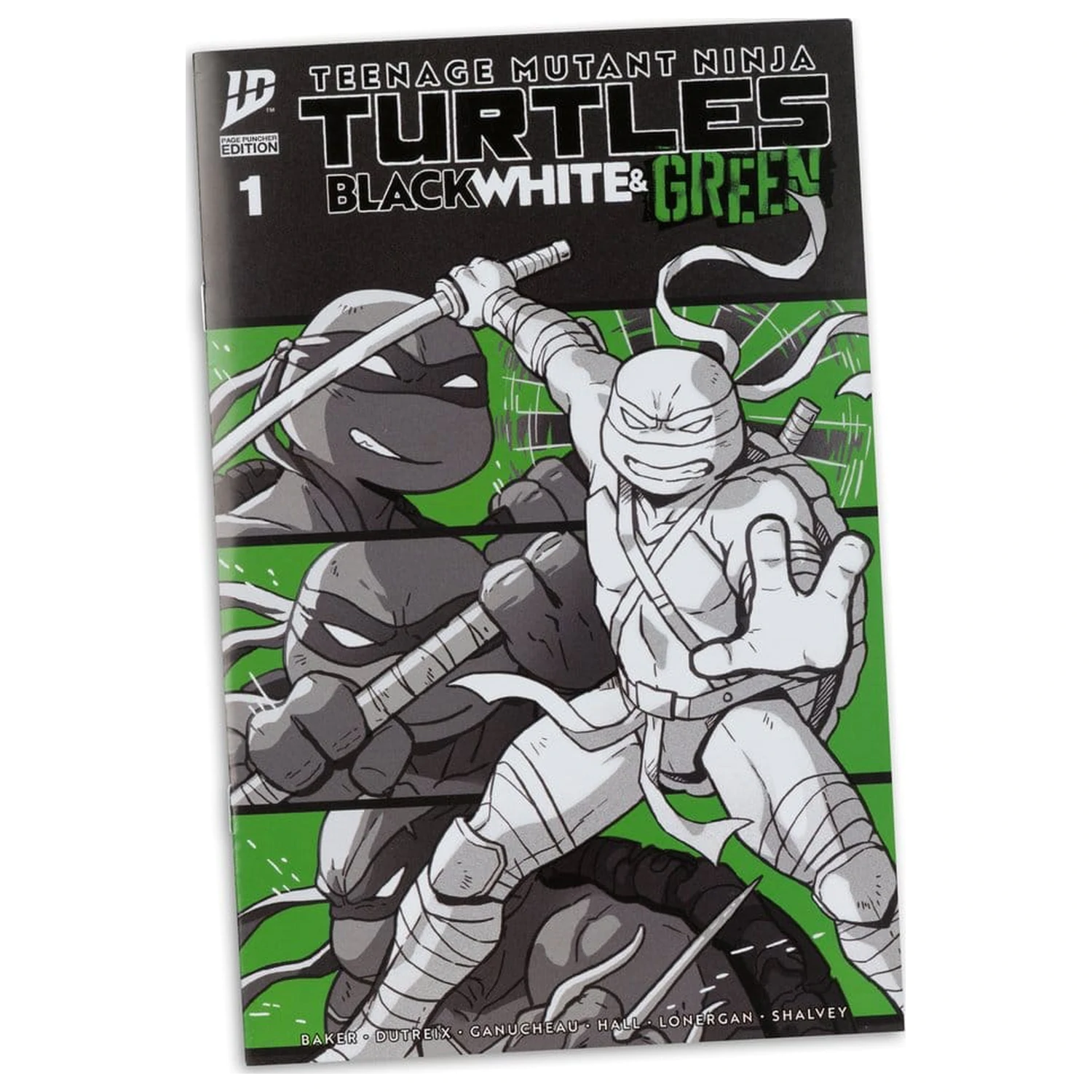 Teenage Mutant Ninja Turtles Page Punchers Leonardo (Black White & Green) (Red Platinum Edition) akciófigura 13 cm termékfotó
