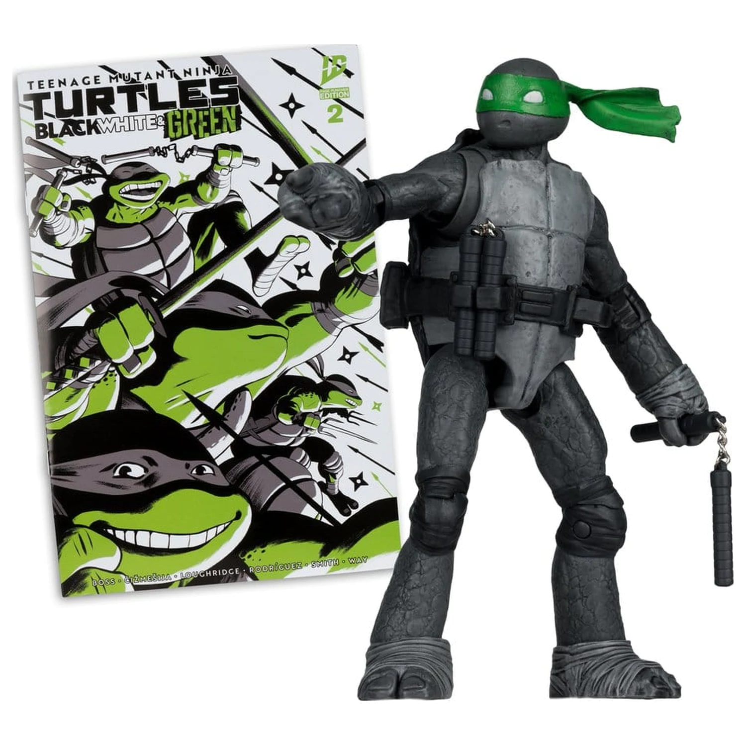 Teenage Mutant Ninja Turtles Page Punchers Michelangelo (Black White & Green) (Red Platinum Edition) akciófigura 13 cm termékfotó