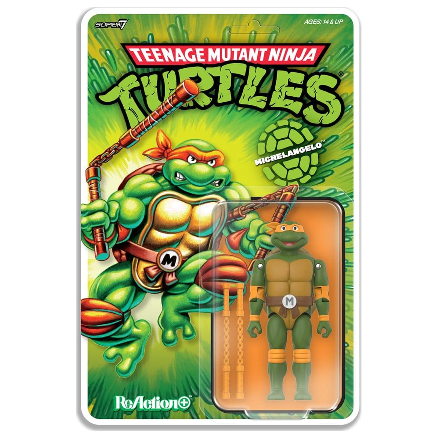 Teenage Mutant Ninja Turtles ReAction+ akciófigura Wave 02 Michelangelo termékfotó