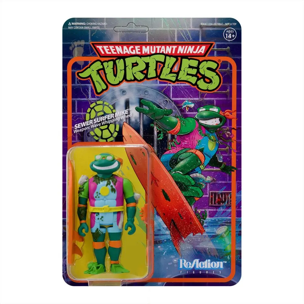 Teenage Mutant Ninja Turtles ReAction Sewer Surfer Michelangelo akciófigura 10 cm termékfotó