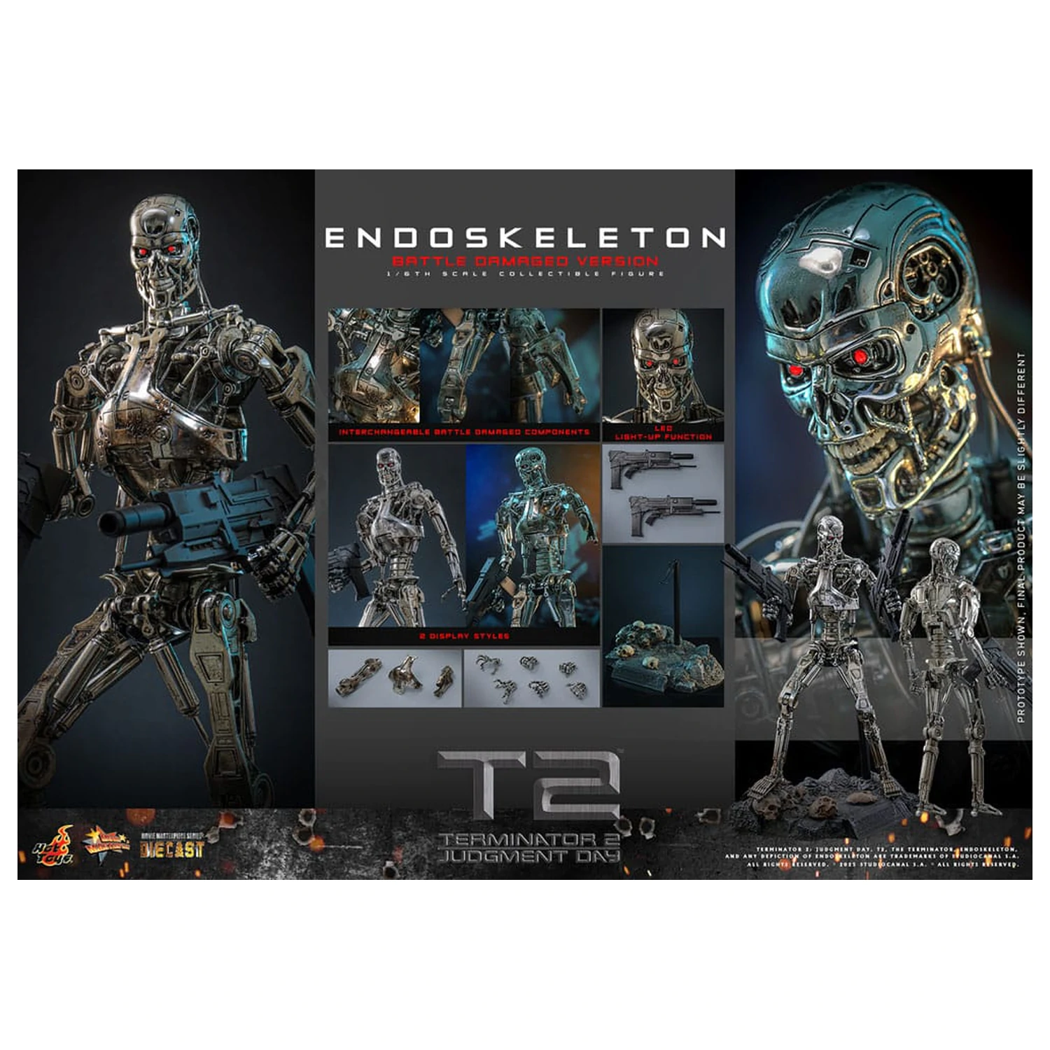 Terminator 2: Judgment Day Movie Masterpiece 1/6 Endoskeleton (Battle Damaged Version) akciófigura 31 cm termékfotó