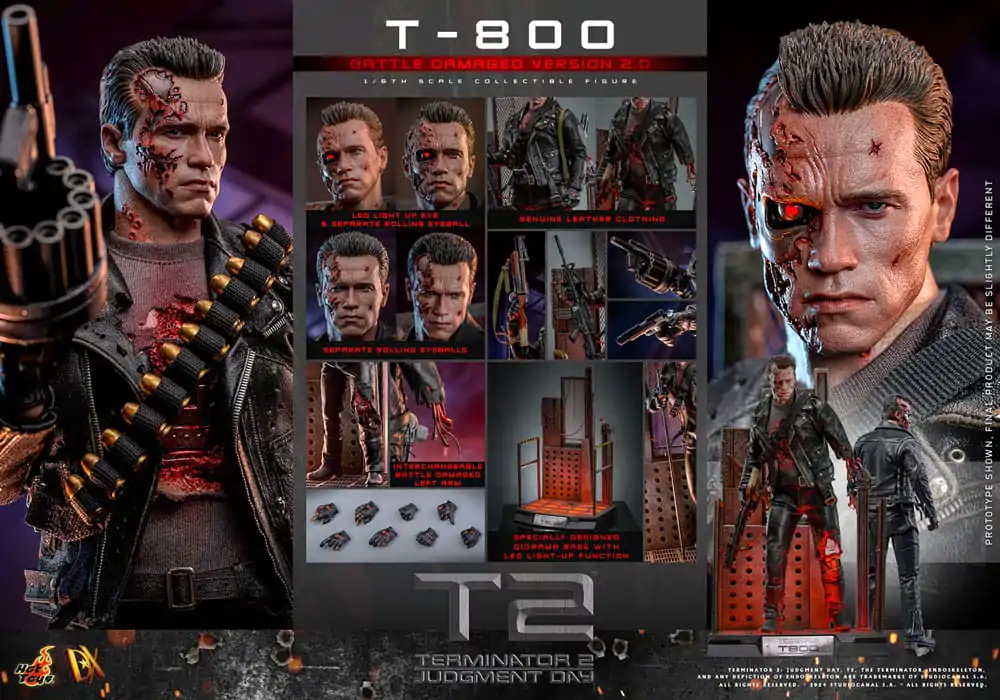 Terminator 2 Movie Masterpiece Action Figure 1/6 T-800 Battle Damaged Version 2.0 32 cm termékfotó