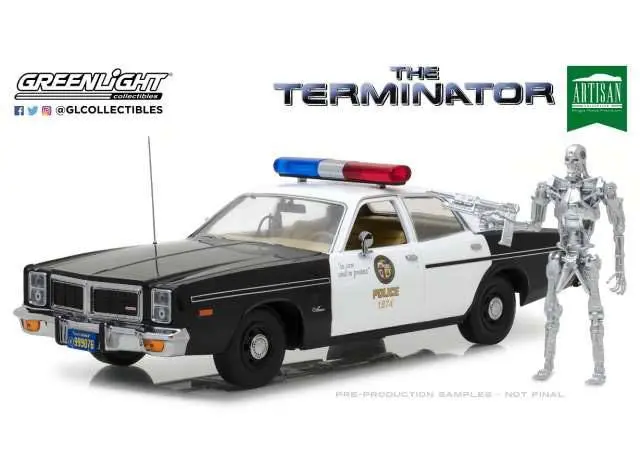 Terminator Diecast Model 1/18 1977 Dodge Monaco Metropolitan Police with figura termékfotó
