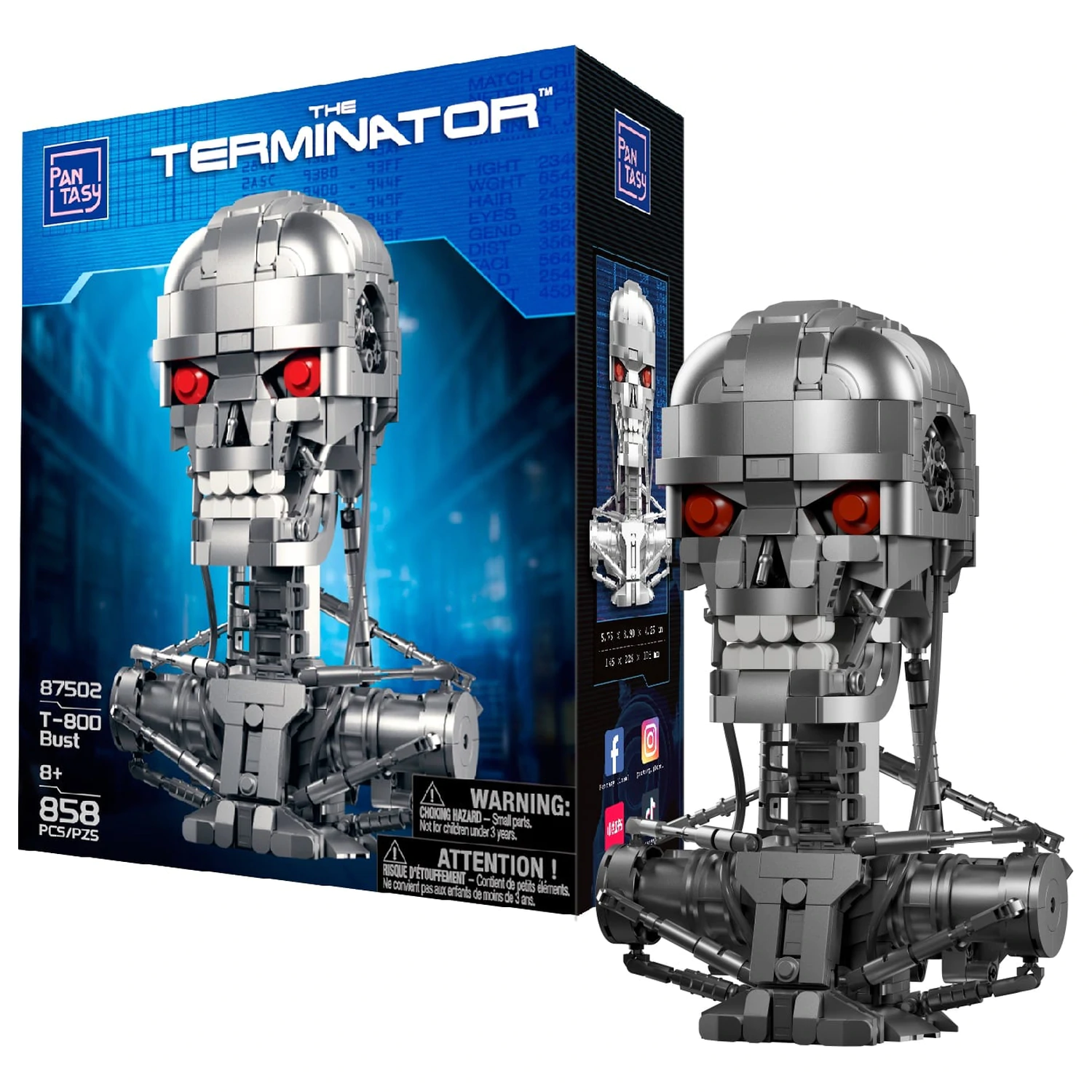 Terminator T-800 mellszobor Building Block 858 db-os építőkészlet termékfotó