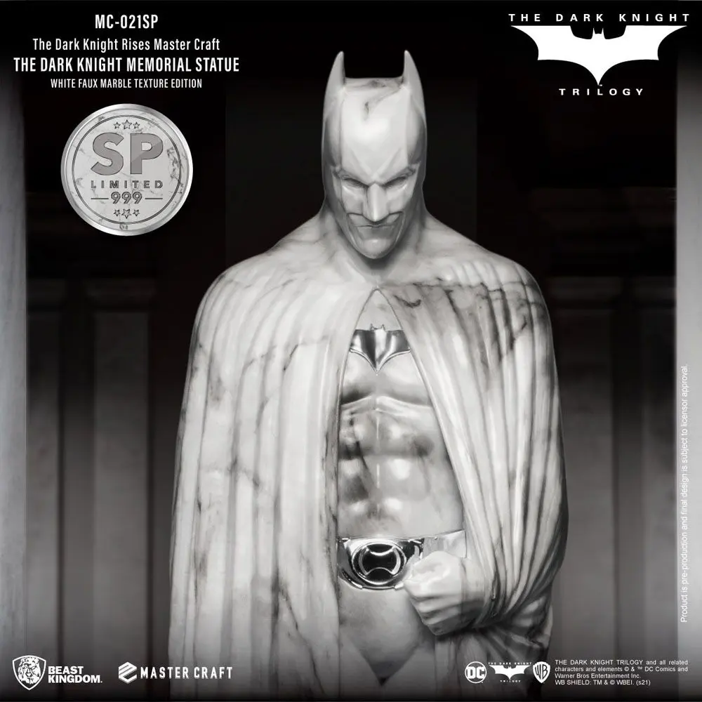 The Dark Knight Rises Master Craft  The Dark Knight Memorial Batman White Faux Marble Texture szobor figura termékfotó