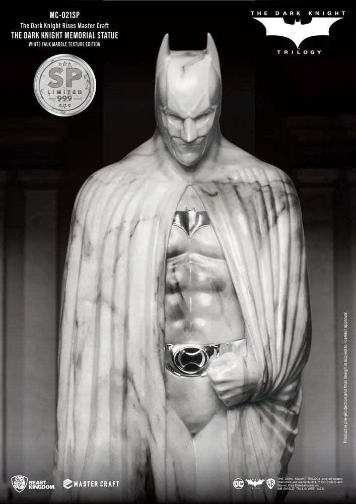 The Dark Knight Rises Master Craft  The Dark Knight Memorial Batman White Faux Marble Texture szobor figura termékfotó