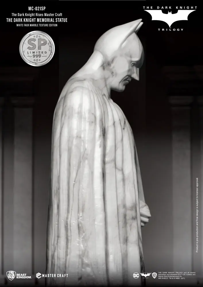 The Dark Knight Rises Master Craft  The Dark Knight Memorial Batman White Faux Marble Texture szobor figura termékfotó