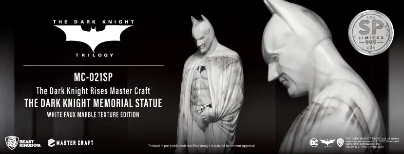 The Dark Knight Rises Master Craft  The Dark Knight Memorial Batman White Faux Marble Texture szobor figura termékfotó