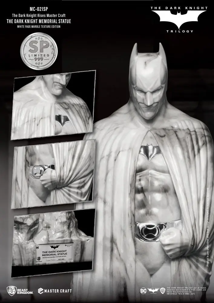 The Dark Knight Rises Master Craft  The Dark Knight Memorial Batman White Faux Marble Texture szobor figura termékfotó