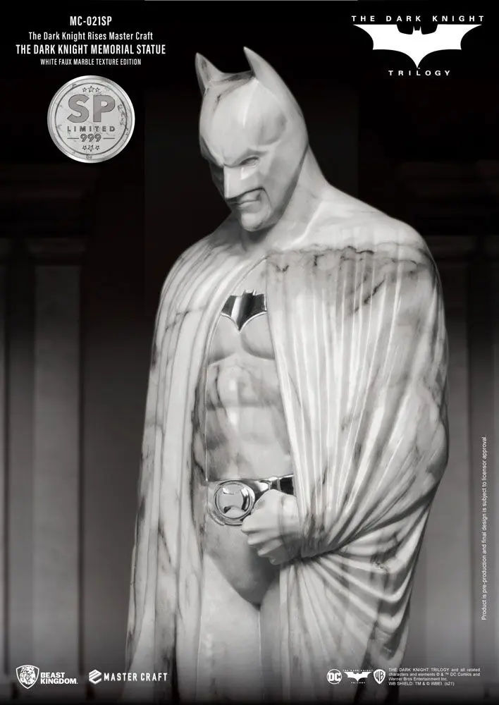 The Dark Knight Rises Master Craft  The Dark Knight Memorial Batman White Faux Marble Texture szobor figura termékfotó