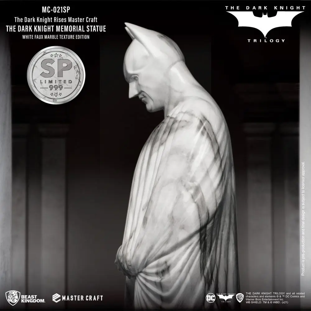 The Dark Knight Rises Master Craft  The Dark Knight Memorial Batman White Faux Marble Texture szobor figura termékfotó