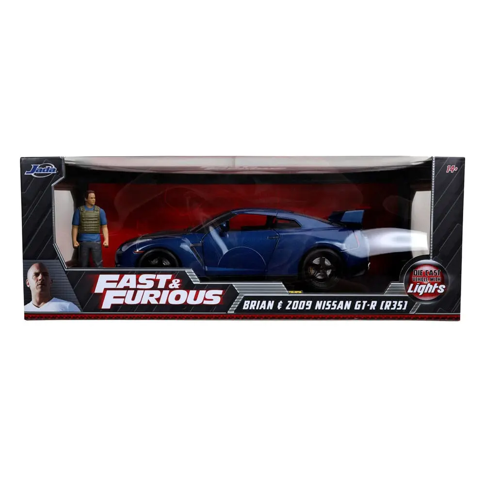 The Fast and Furious Diecast Model Hollywood Rides 1/18 2009 Nissan Skyline GT-R R35 és Brian figura termékfotó