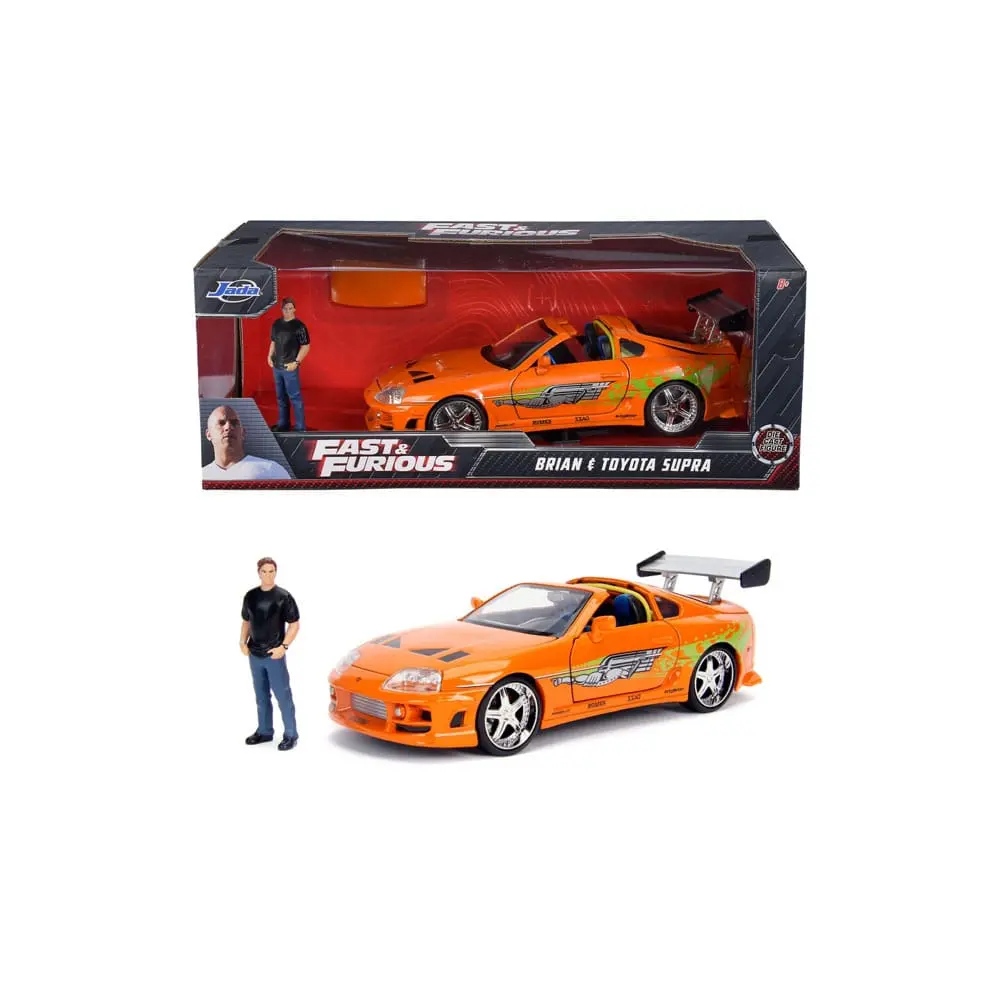 The Fast and Furious Diecast Model Hollywood Rides 1/24 1995 Toyota Supra és Brian O'Connor figura termékfotó