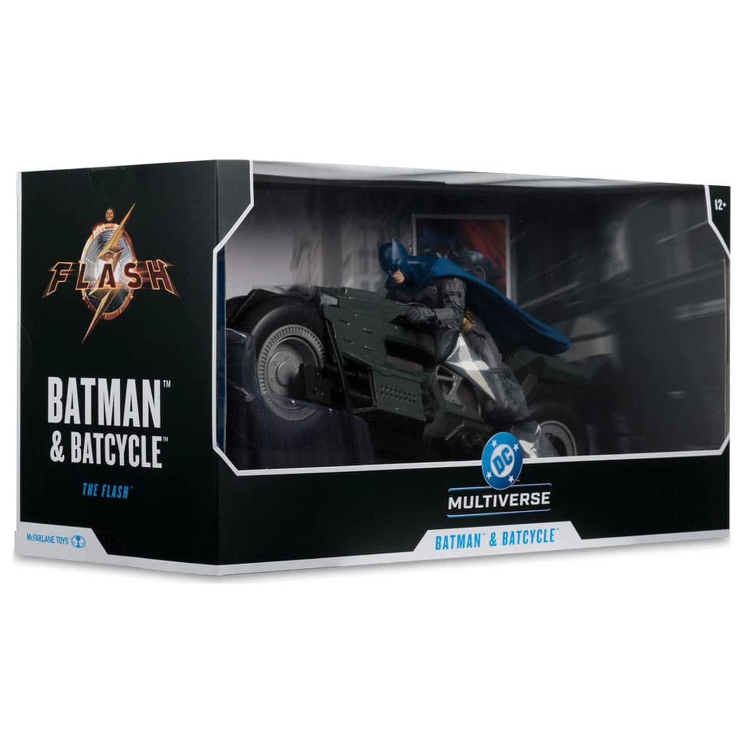 The Flash DC Multiverse Batcycle with Batman jármű és figura termékfotó