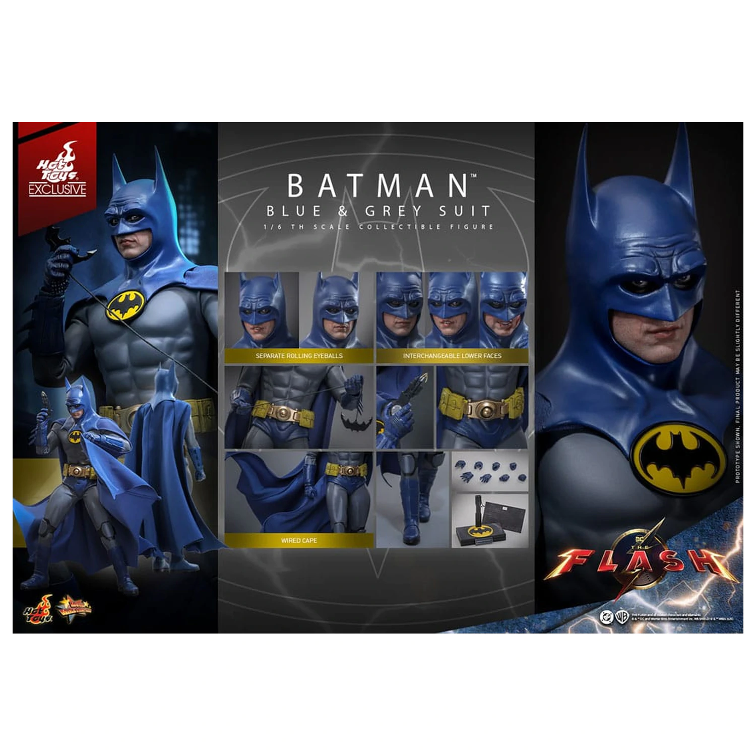 The Flash Movie Masterpiece 1/6 Batman (Blue & Grey Suit) akciófigura Limitált kiadás 30 cm termékfotó